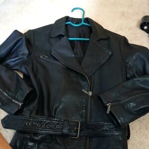GORGEOUS FOSSIL BLACK LEATHER JACKET, S, VGUC